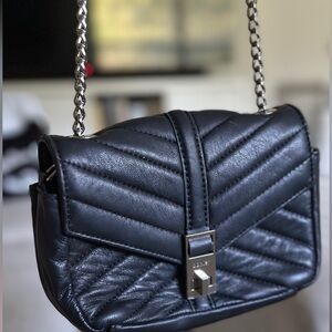 Botkier Black Quilted leather chevron crossbody clutch bag Chain Shoulder Bag